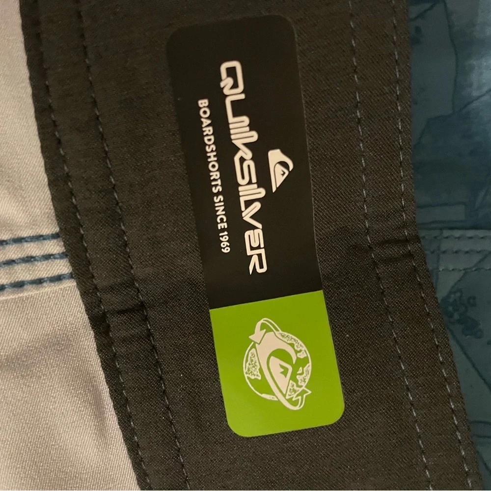 Quiksilver Aqua and Navy Men's Swim Trunks